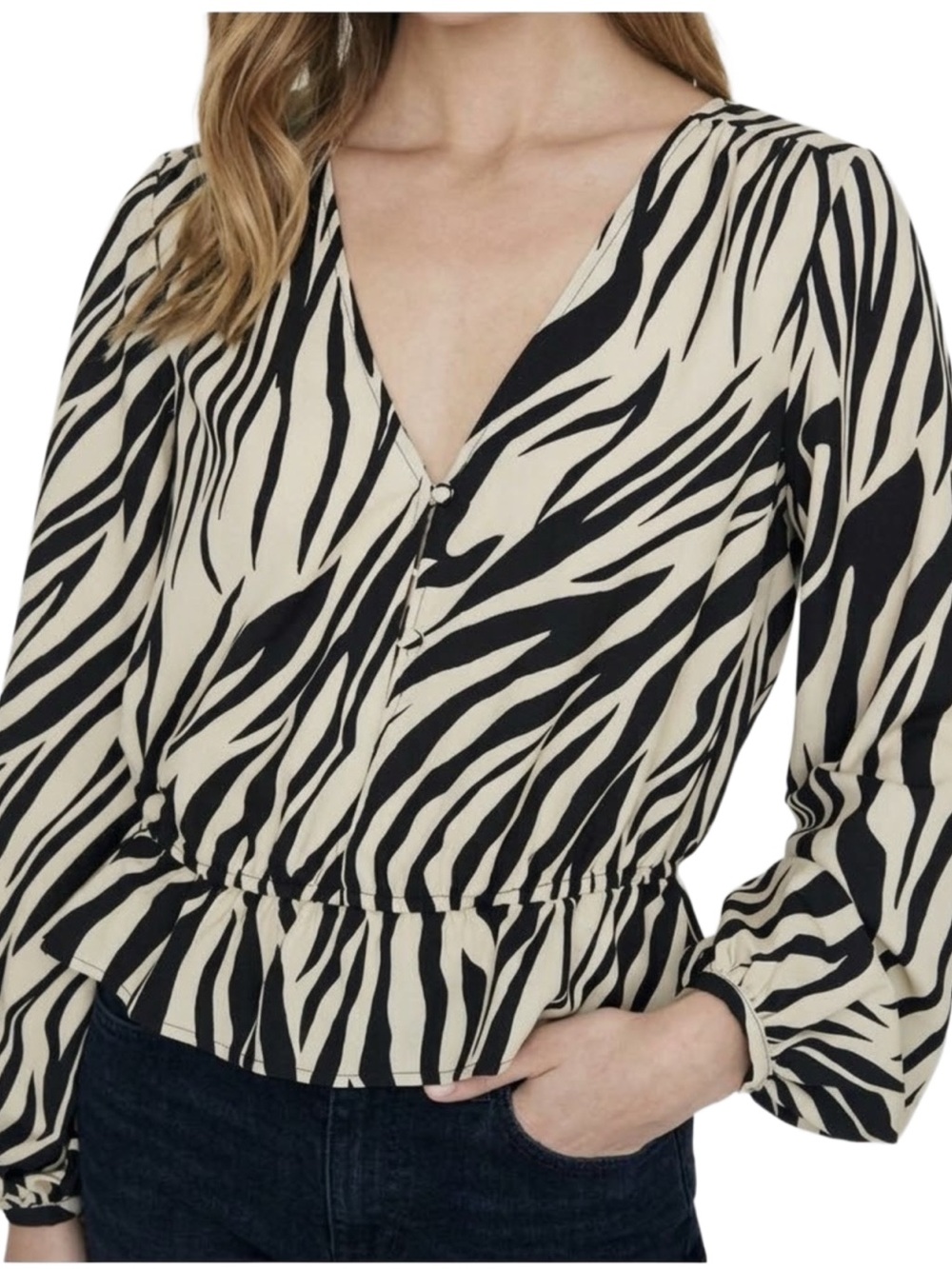 Sanctuary All Nighter Blouse — Zebra Print — Size XS